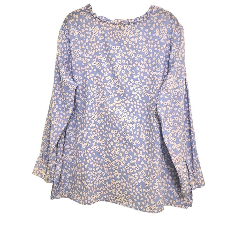 Womens Talbots LS Lightweight Spring Summer Blue Floral Coastal Top Blouse Sz 1X - Picture 3 of 10
